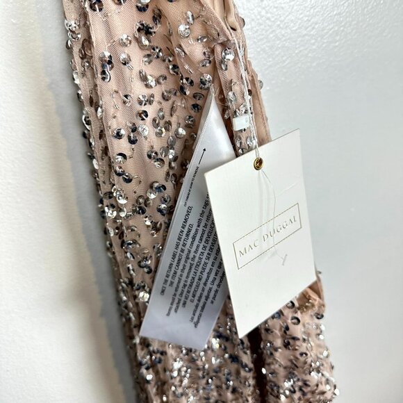 MAC DUGGAL Sequin Cutout Trumpet Gown in Nude/Silver Size US 10 NWT - Picture 7 of 10